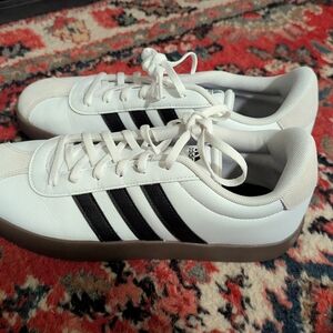 Adidas Men's White Sneakers with Black Stripes